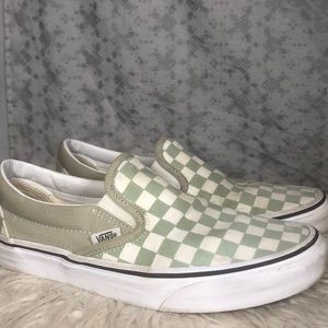 Checkered vans slip on